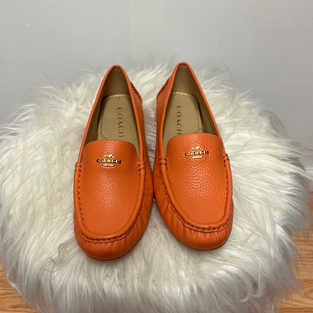 Coach Marley Genuine Leather Loafers in Tangerine